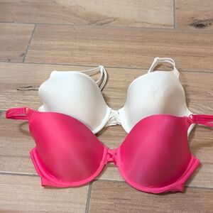 Victoria's Secret Pink and White Bra Duo 34D With Underwire